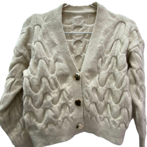 Sweater trenzas beige, Botones dorados, Talla M