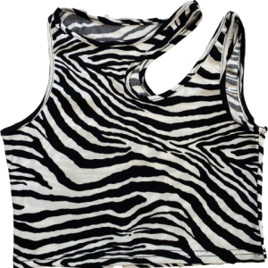Top Animal Print, Blanco/Negro, Talla S