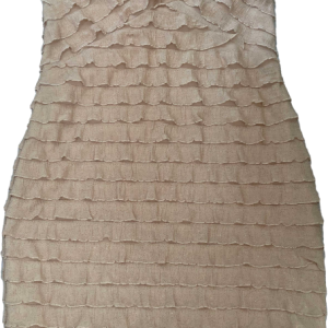 Vestido dorado capas, Angélica Castro, Talla M