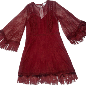 Vestido encaje y flecos, Luxe Edition, talla 40