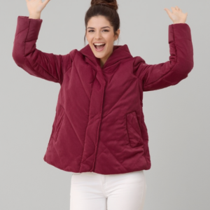 Parka acolchada satinada burdeo, sin marca, talla XL