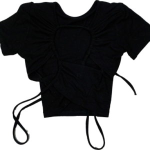 Crop top negro con tirantes ajustables, sin marca, talla S