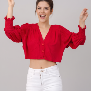 Camisa roja manga globo, BARBADOS, talla S