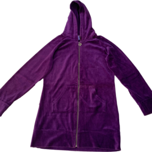 Poleron violeta plush largo capucha y cierre, MUU, talla L/XL