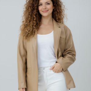 Blazer vintage cuero manga ancha, ECHTES LEDER, talla 42