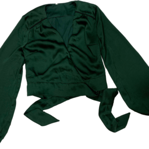 Blusa satinada envolvente verde, DBT, talla S/M
