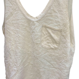 Polera blanca broderie algodón, sin marca, talla S