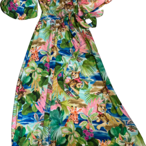 Vestido satinado estampado, DBT, talla M