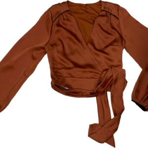 Blusa satinada de envolvente, DBT, talla S