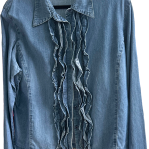 Camisa denim volantes, sin marca, Talla M